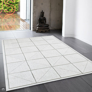 Patio PAT06 Check Modern Geometric Durable Stain-Resistant Weatherproof Flatweave In-Outdoor Ivory Rug-Asiatic Carpets-Rug Love - The Most Loved Rug Store